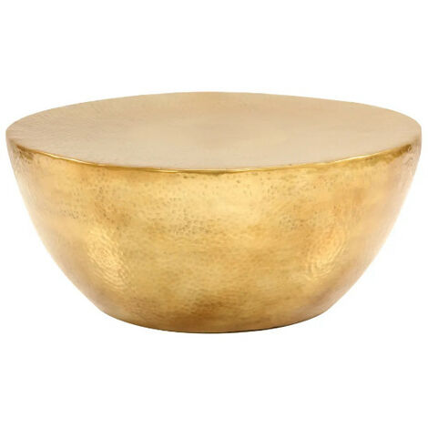 Les Tendances – Table basse ronde en aluminium martelé doré – Diamètre 70 cm – Hauteur 30 cm – Design moderne pour salon