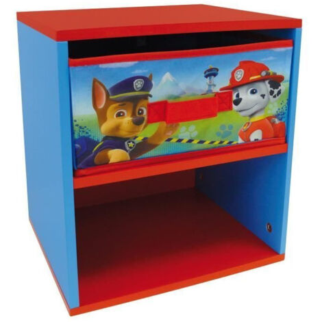 Les Tendances – Table de chevet Pat Patrouille colorée 33x30x36cm – MDF laqué – Tiroir pratique pour rangement – Pour enfants 3-5 ans