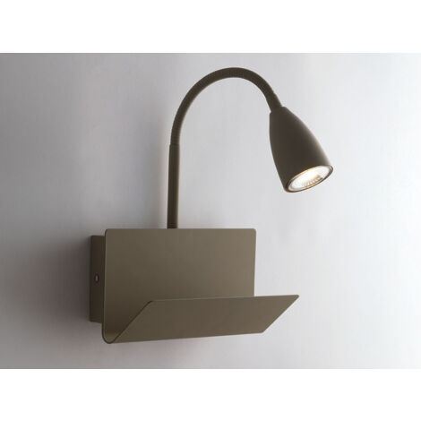 Leselampe GULP Braun mit Ablage & USB Ladefunktion, Breite 23cm
