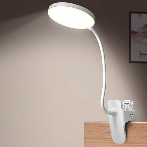 Leselampe, Leselampe Schreibtischlampe mit Klemme Einstellbarer Helligkeitsmodus Flexibel zum Lesen/Arbeiten/Reisen