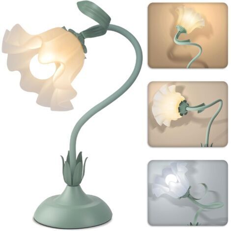 Leselampe mit Blumenmuster, drei Leuchtmodi – ideal für Nachttische, Schlafzimmer, Wohnzimmer usw. – 1 Stück, grün