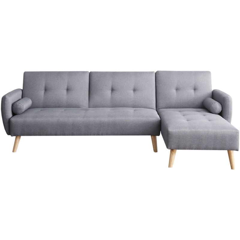 

Leskä gris: Sofá de estilo escandinavo convertible gris de 3 plazas - Gris