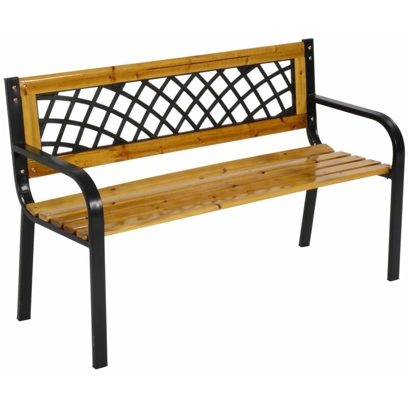 Lesli Living - Banc de jardin York 118x50x74 cm Métal Noir