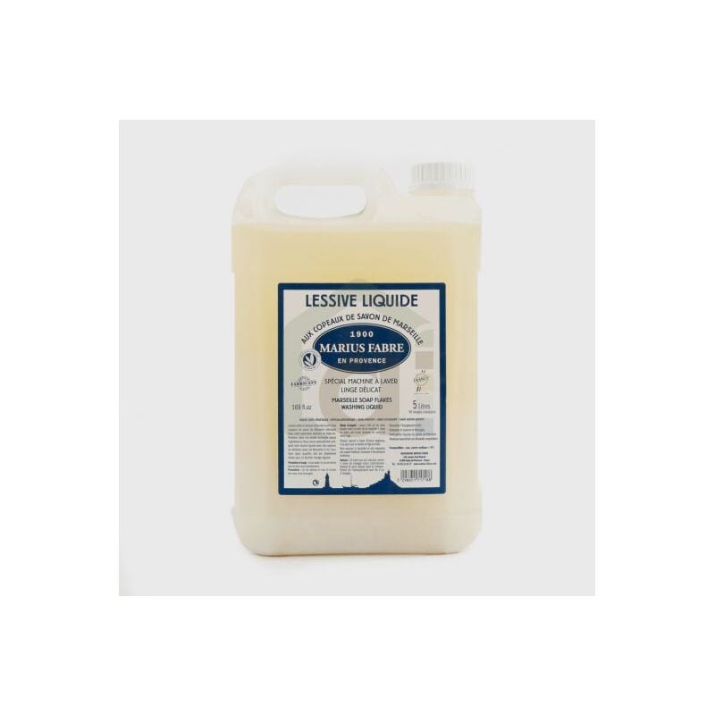 Lessive liquide MARIUS FABRE aux copeaux de Savon de Marseille, Pot de 5L