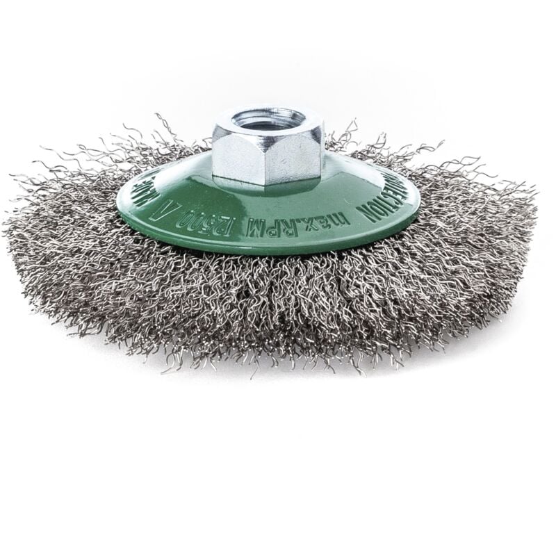 Lessmann ® - Brosse conique en fil d'acier inoxydable. 422367 ondulé Leßmann