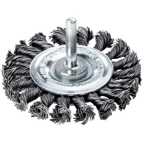 Lessmann Knotted Wheel Brush with Shank – 75 x 16mm, 0.50 Steel Wire, Model LES417199