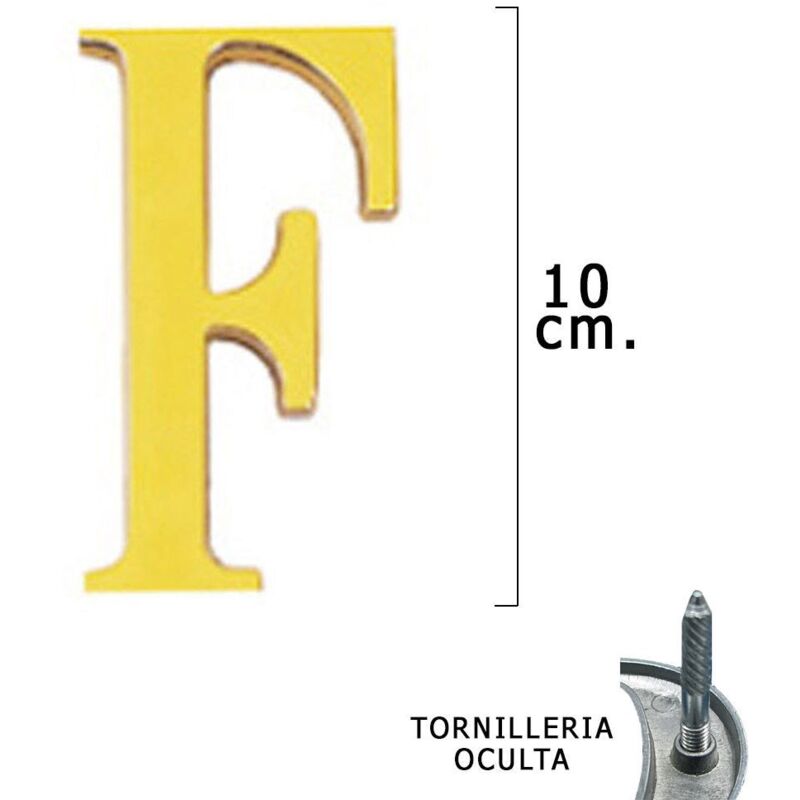 

Letra latón "f" 10 cm. con tornilleria oculta (blister 1 pieza)