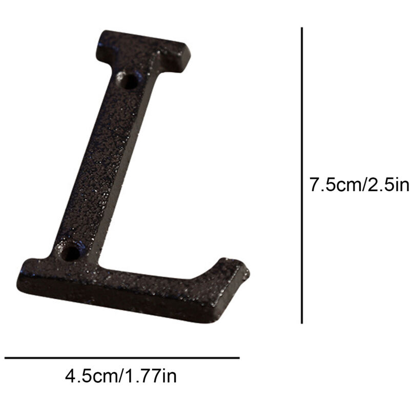 Letras de metal 3D A-Z Estilo retro Número de casa de hierro fundido DIY Café Jardín Decoración de pared Dirección creativa Número de casa (Tamaño: L)