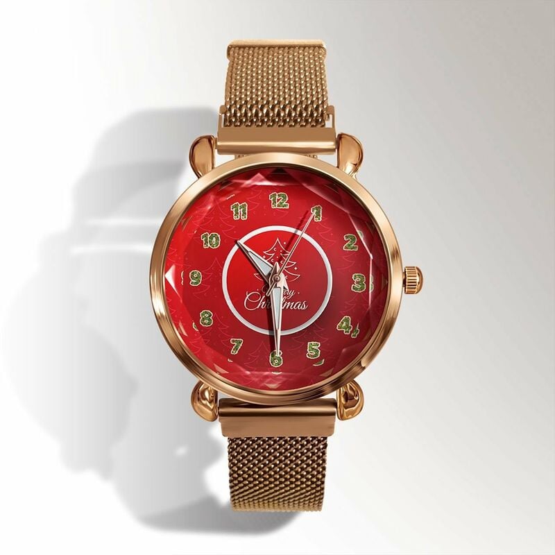 

Happyshopping - Letras de Nochebuena Moda festiva Estudiante Tendencia femenina Cierre magnetico Reloj de concha de oro Reloj de cuarzo 11