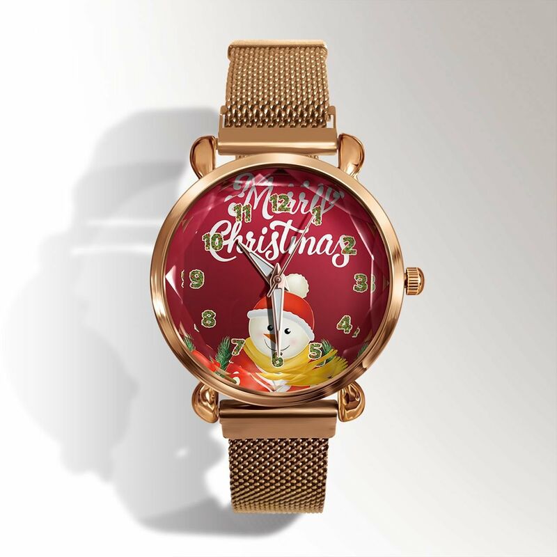 

Letras de Nochebuena Moda festiva Estudiante Tendencia femenina Cierre magnetico Reloj de concha de oro Reloj de cuarzo 8