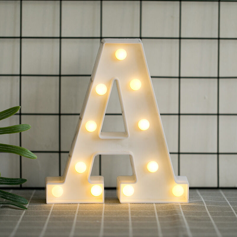 Letras del alfabeto LED con luz blanca cálida para decoración del hogar, fiesta, bar, boda o festival (A), AAFGVC