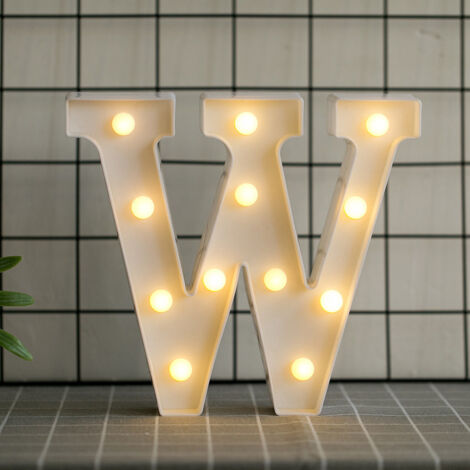 Letras del alfabeto LED con luz blanca cálida para decoración del hogar, fiesta, bar, boda o festival (W),AAFGVC