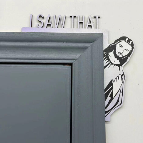 Letrero de Jesús para puerta “Lo vi”  Letrero decorativo de madera premium 22 x 20 cm  Multicolor