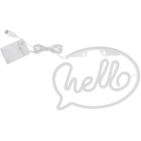 Letrero de neón LED "Hello" alimentado por USB/pilas para decoración de bares y restaurantes