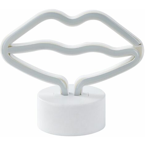 Letrero LED de neón rosa PVC luces labios pilas accesorio decorativo Flora