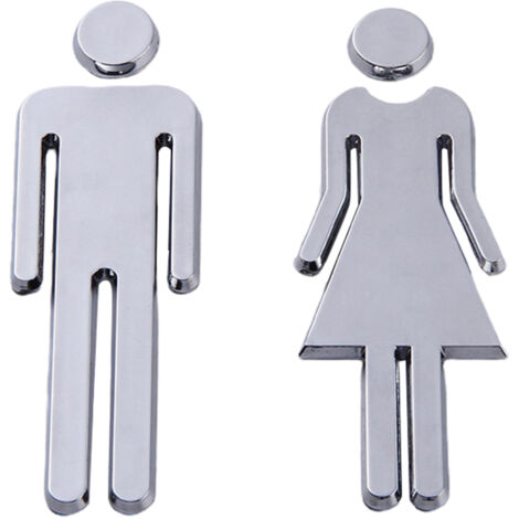 Letrero para baños de hombres y mujeres  ABS + metal  200 x 65 x 5 mm  Plata, bronce, oro  Dos adhesivos