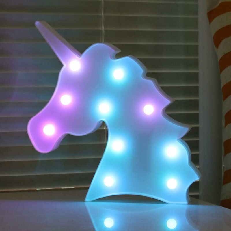

Abcrital - Letreros de marquesina de unicornio de color variable, suministros de fiesta de unicornio, lámpara de mesa de escritorio temática