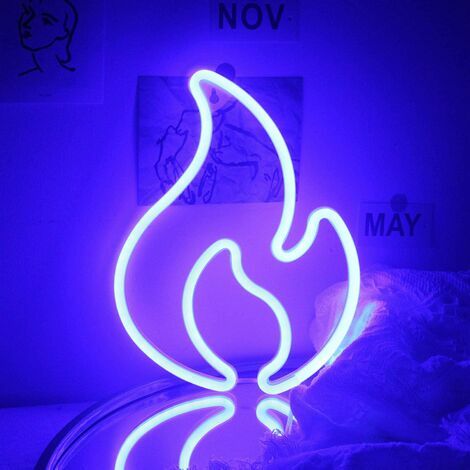 Letreros de neón LMLY Flame montados en la pared, letrero LED de neón azul, luz nocturna de neón para dormitorio, Bar, restaurante, tienda, decoración del hogar