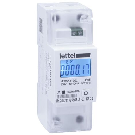 LETTEL - Compteur d'énergie monophasé 100A direct sortie impulsions. - MCM2-1100L