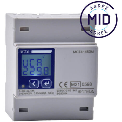 LETTEL - Compteur multi-mesures tétra 63A direct - Agrément MID et com Modbus - MCT4-463M