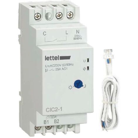 LETTEL - Interrupteur crépusculaire 230V - 1 relais NO 25A - Sonde encastrable fournie. - CIC2-1