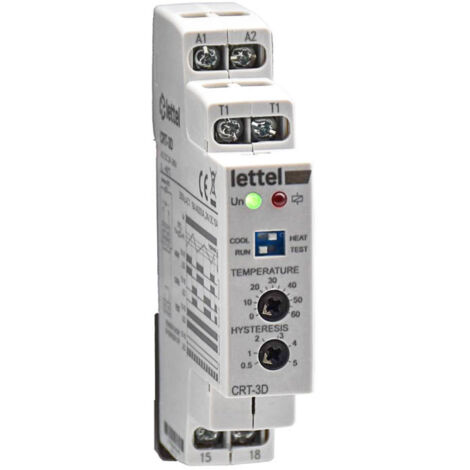 LETTEL - Thermostat électronique chaud ou froid, 1 relais 16A - 1 pt de consigne 0 +60°. - CRT-3D