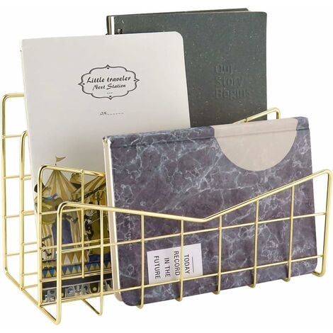 Letter Tray Paper Tray Rose Gold Desk Organiser 3 Compartment Organiser System Handmade Document Tray Metal Decorative Storage Compartments for Envelopes Documents Newspapers Books(Champagne Gold)