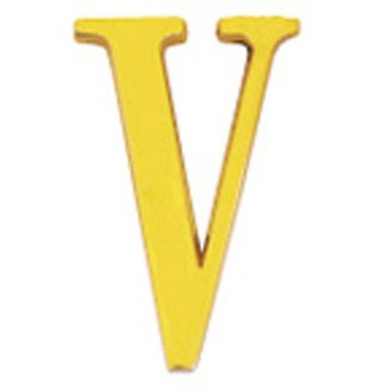 Wolfpack - Lettera v in ottone da 10 cm. con Viti