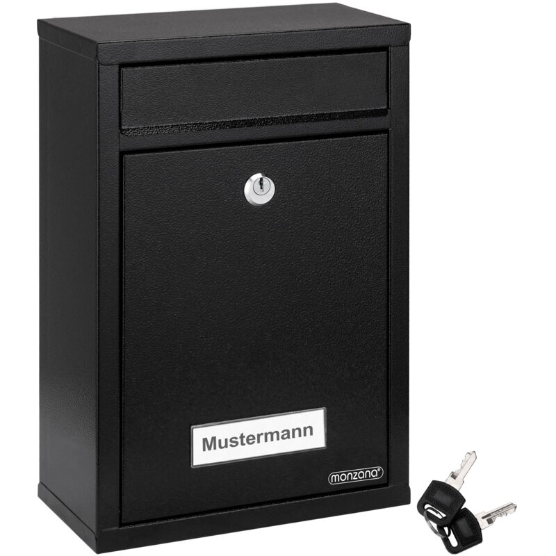 Monzana - Lockable Letter Box Including 2 Keys Wall Mounted Mailbox Weatherproof Galvanised Steel With Name Plate Modern Post Box System Design Metal
