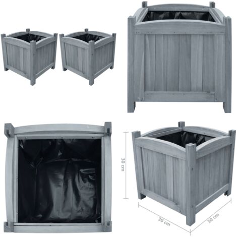 Letti Rialzati da Giardino 2 pz 30x30x30 cm in Legno di Abete - Letto in legno - Fioriere da giardino