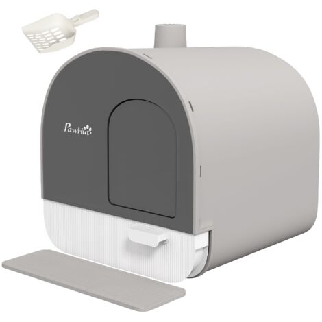 Lettiera per Gatti Chiusa con Filtri 43x44x47 cm Paletta e Vassoio  in PP Grigio