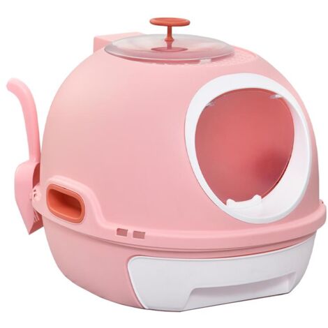 LETTIERA PER GATTI CHIUSA CON VASSOIO ESTRAIBILE. 2 INGRESSI E PALETTA. 47X55X44CM. ROSA
