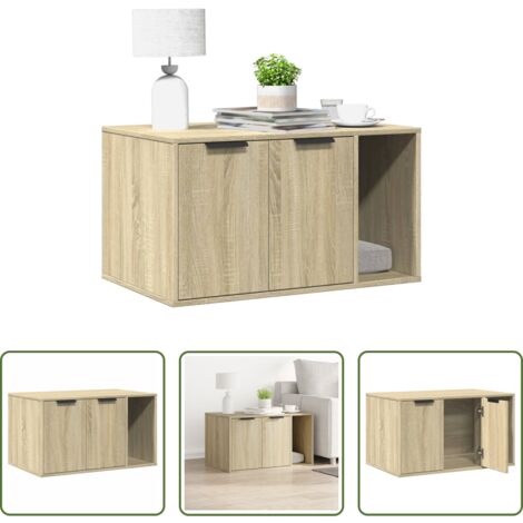 Lettiera per gatti -  Recinto Lettiera Gatti Rovere Sonoma 80x50x45 cm in Truciolato
