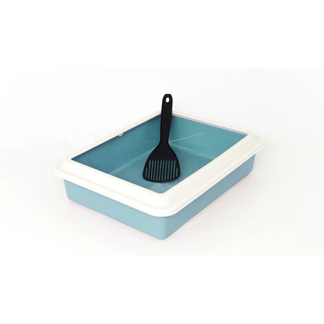 Lettiera Toilette Per Gatti Rettangolare 44x34x11cm Con Paletta Mod 700092 Azzurro