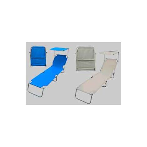 LETTINI DA SPIAGGIA PIEGHEVOLE CON PARASOLE 187x55x24 cm - Col. Blu
