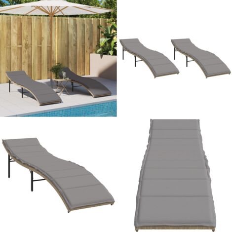 Lettini Prendisole 2 pz con Cuscini Beige in Polyrattan - Cuscino - Rattan PE