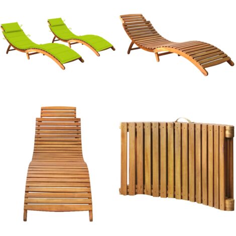 Lettini Prendisole 2 pz con Cuscini in Legno Massello d'Acacia - Lettino esterno - Lettino in acacia