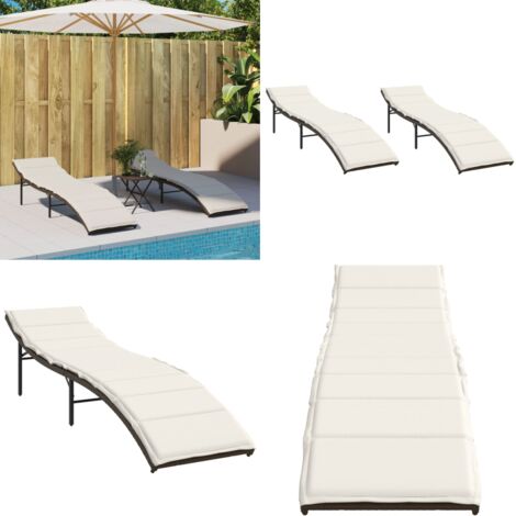 Lettini Prendisole 2 pz con Cuscini Marrone in Polyrattan - Cuscino - Rattan PE