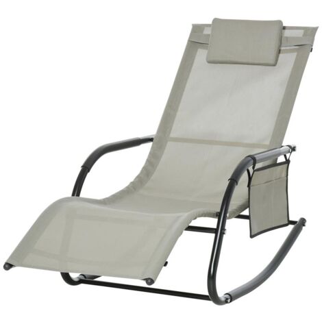 LETTINO A DONDOLO DA GIARDINO CON POGGIATESTA 62 X 88 X 165 CM NERO E GRIGIO