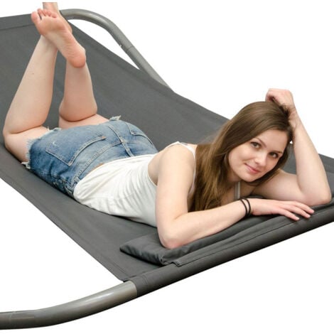 Lettino a Dondolo XXL  lettino per prendere il sole e dondolarsi  colore grigio  extra large ca. 200x130x32 cm  robusto telaio di metallo  sdraio moderno design con cuscino  materiali di qualità  per 