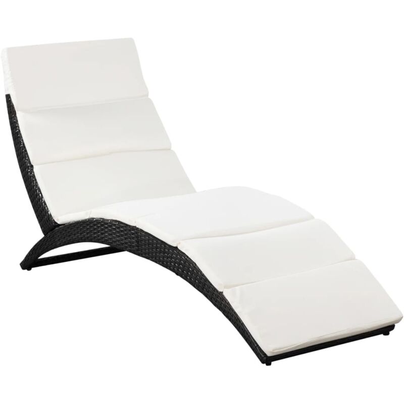 vidaXL Sedie a Sdraio Set 3 Pz in Polirattan con Tavolino Lettino Nero//Marrone