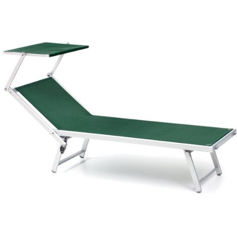 Lettino alluminio da mare mod. Freak verde telo in textilene da 750 grammi