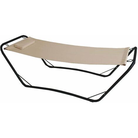 Lettino Amaca a Dondolo con Supporto Java in Acciaio e Pvc Beige