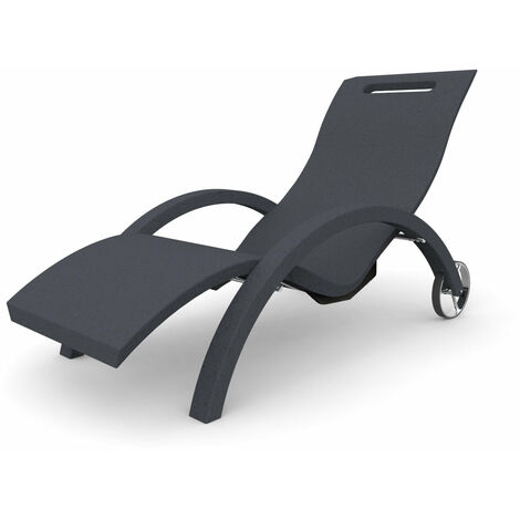 Lettino Chaise Longue da Esterno Giardino Inclinabile con Ruote Arkema Serendipity Grigio Antracite