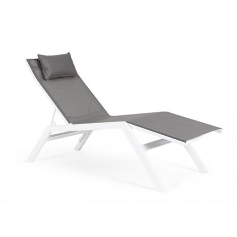 Lettino chaise longue "Krion" con poggiatesta, struttura in alluminio verniciato per esterno -Bianco