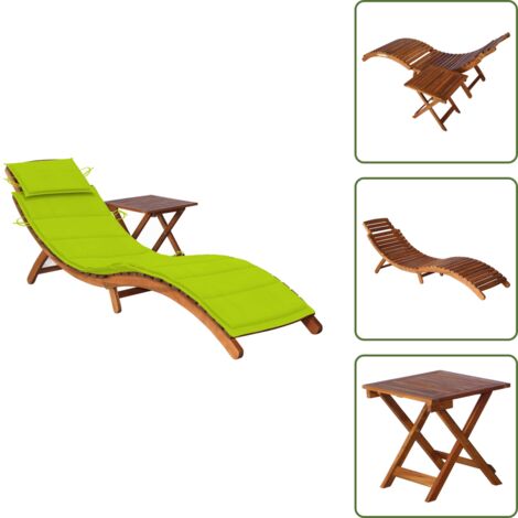 Lettino con tavolo - vidaXL Sdraio da Giardino con Cuscino e Tavolo in Massello di Acacia - Cuscino da giardino