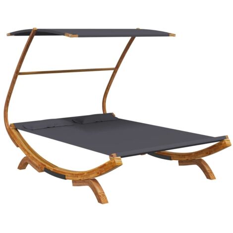 Lettino con Tettuccio 165x203x138 cm in Legno Curvato Antracite