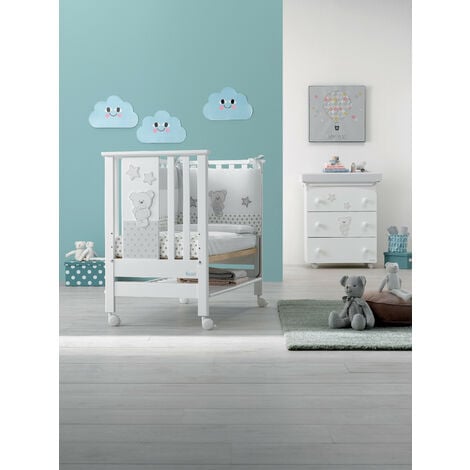 Lettino Contact Art Azzurra Design  Bianco letto per neonati sponde regolabili vernici atossiche bambini camera da letto cameretta