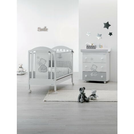 Lettino Cuore Stelle Azzurra Design  Grigio letto per neonati sponde regolabili vernici atossiche bambini camera da letto cameretta