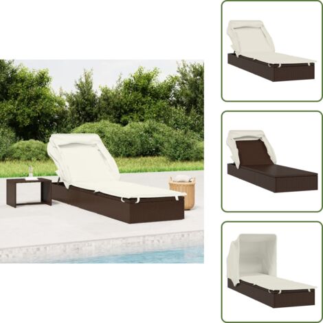Lettino da balcone - vidaXL Lettino con Tetto Pieghevole Marrone 213x63x97 cm Polyrattan - Lettino da campeggio